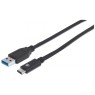 Manhattan ICOC MUSB312-CMAM10 - Καλώδιο USB 3.1 Gen2 Α Αρσενικό σε USB-C Αρσενικό 1m Μαύρο Καλώδια Onetrade